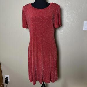 Y2K Glitter Flirty Feminine 90's Swing Dress Red Glitter Party Mini